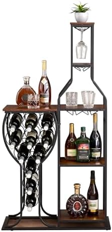 Yibigox 5-Tier Freestanding Wine Rack with Glass Holder