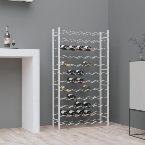 vidaXL 72-Bottle Wine Rack - White Metal Organizer