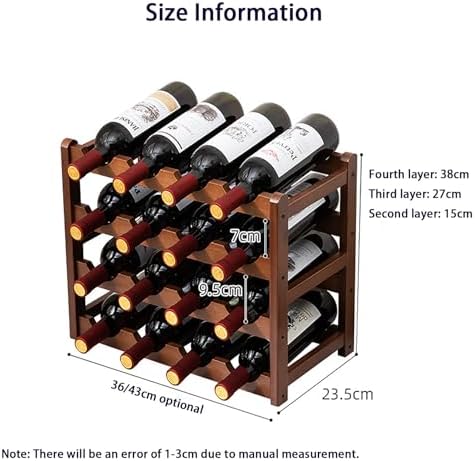 JSWHYBD Bamboo Wine Rack 15-Bottle Freestanding Storage
