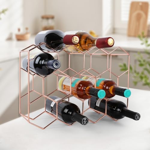 Rose Gold Wine Rack - 14 Bottles 3 Tier No Assembly Required