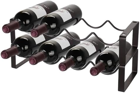 Carperipher Stackable 2 Tier Wine Rack 8 Bottles Metal Storage Holder