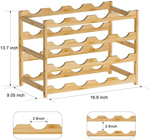 Ruichang 4-Tier Bamboo Wine Rack 16 Bottle Capacity