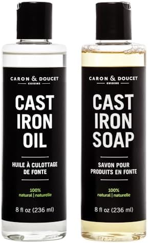 CARON DOUCET Cast Iron Cleaning Set 8oz Seasoning Oil Soap