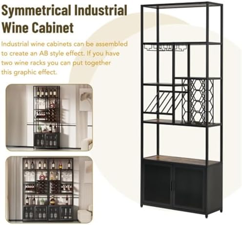 827 Inch Freestanding Wine Rack with 5 Tiers and Glass Shelf