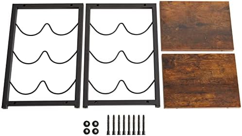 IBUYKE 6-Bottle Rustic Wood Wine Rack 3 Tier Freestanding
