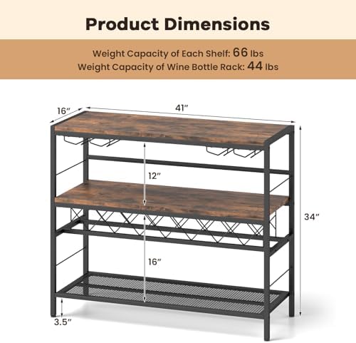 COSTWAY 41 Inch Freestanding Wine Rack Table