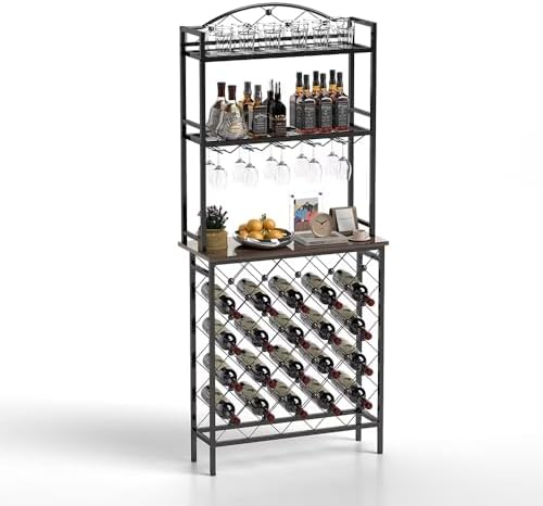 VOXIV 3-Tier Freestanding Wine Rack with Glass Holder