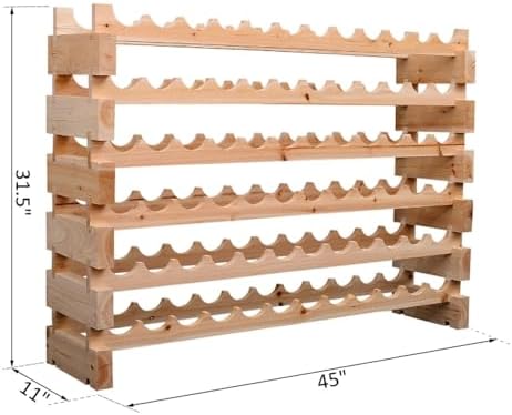 6 Tier Pine Wood Wine Rack 72 Bottles Storage Organizer