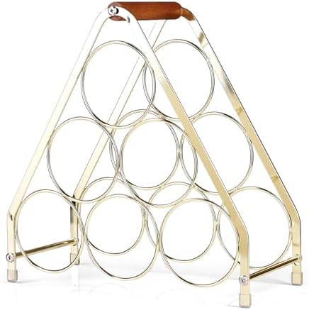 Drincarier 6 Bottle Countertop Wine Rack - 3 Tier Modern Gold Metal Design