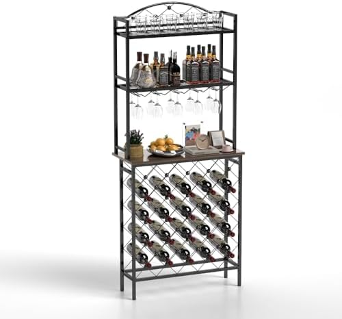 Industrial 3-Tier Wine Rack with Bar Table