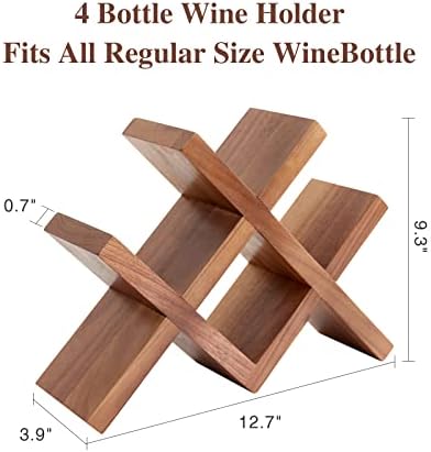 TREOAKWIS Solid Wood Wine Rack Organizer 4 Bottles