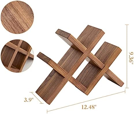 OAKERLAND 4 Bottle Walnut Wood Wine Rack Free Standing