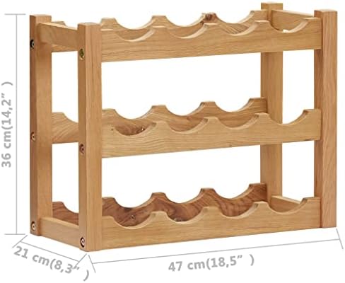 vidaXL Solid Oak Wood Wine Rack for 12 Bottles 1