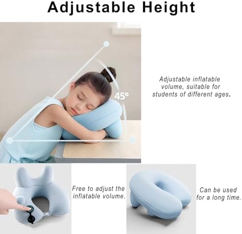Inflatable Travel Pillow for Kids with Check Valve and Zipper