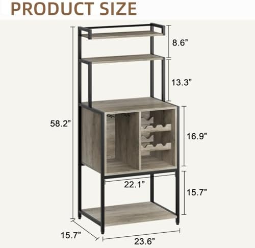 Gyabnw Tall Liquor Cabinet with 5-Tier Storage and Glass Holders