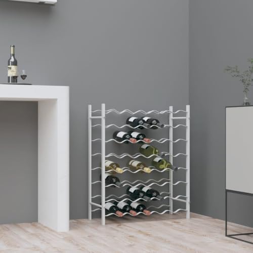 vidaXL Wine Rack - 48 Bottle Holder White Metal