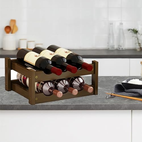 COmepa Freestanding Bamboo Wine Rack 8 Bottle 2 Tier