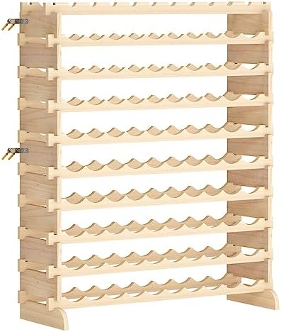 soges 100-Bottle Wine Rack 10-Tier Stackable Storage Shelf