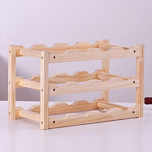 SYCARPET Stackable Solid Wood Wine Rack 3 Layers