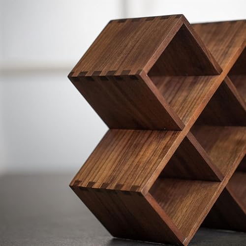 BESNUT 5 Bottle Wine Rack Wooden Freestanding Storage Holder