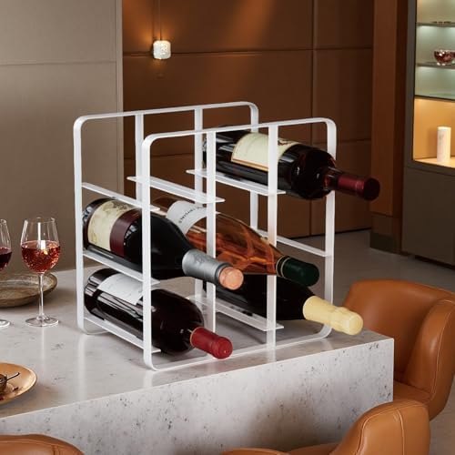 Buruis 9-Bottle Metal Wine Rack Freestanding No Assembly Required White