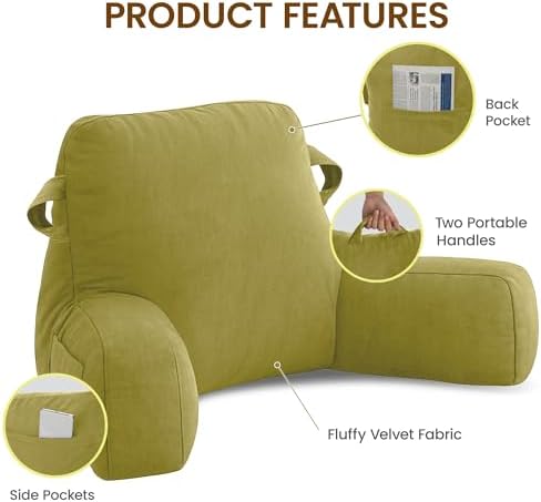 Unisakey Portable Reading Pillow with Pockets and Handles
