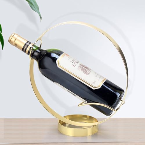 Metal Single Wine Rack Stylish Countertop Holder for Wine Lovers Gold
