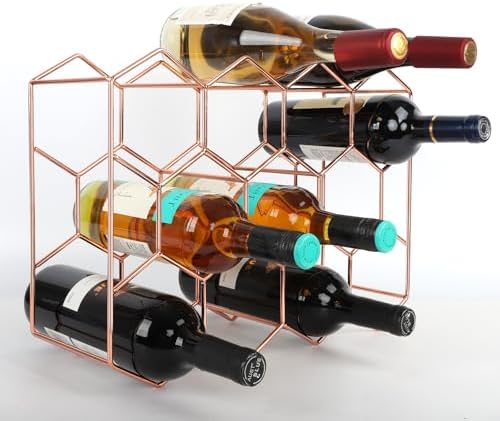 Rose Gold Wine Rack - 14 Bottles 3 Tier No Assembly Required