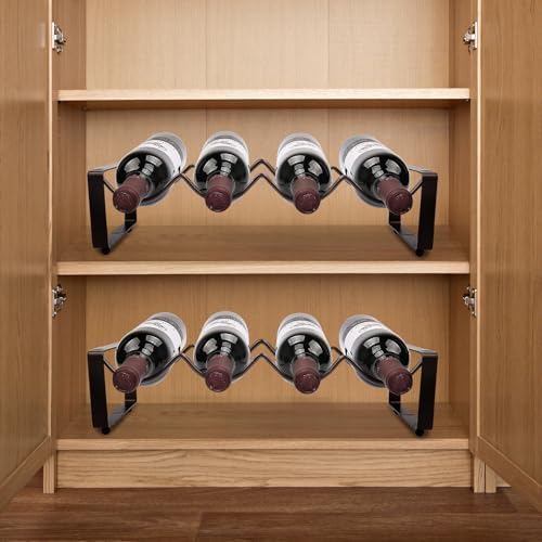 Carperipher Stackable 2 Tier Wine Rack 8 Bottles Metal Storage Holder
