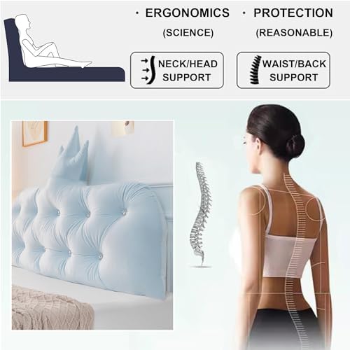ZZYK Wedge Headboard Pillow with Removable Cover Blue 47 Inches