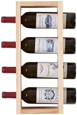 4-Bottle Wall Wine Rack - Solid Pine Wine Holder