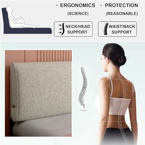 ZZYK Beige Linen Headboard Pillow 59 Queen Size 1