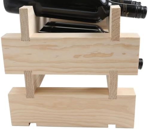 4 Bottle Wide Wine Rack Natural Pine