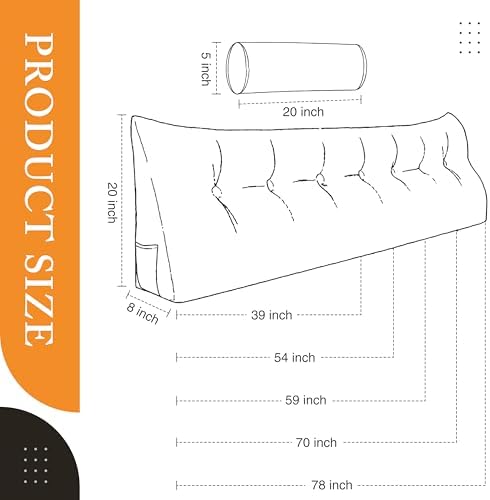 Thicken Headboard Pillow with Bolster for Bed Reading and TV Watching