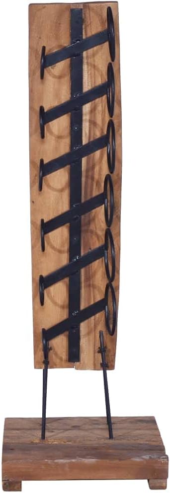 vidaXL Solid Teak Wood Wine Rack - Retro Style 6 Bottle Capacity