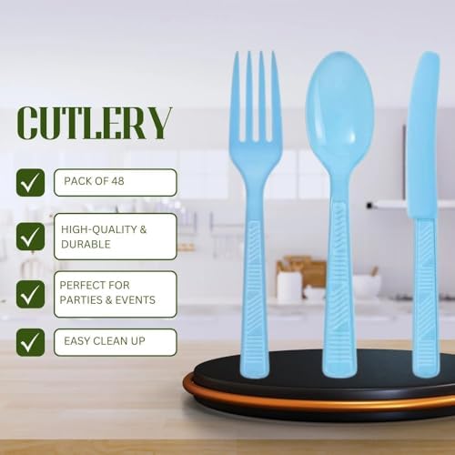 Party Dimensions Light Blue 48 Count Cutlery Set