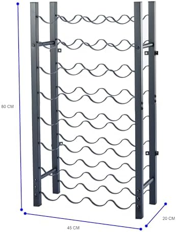 Dntum Wine Rack with Corkscrew - Black Steel 32 Bottles 1