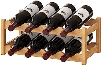 BMOSU Bamboo Wine Rack 2 Tiers Storage Cabinet