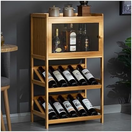 Wood Wine Bar Cabinet with Tabletop Storage Space-Saving Light Brown 52x30x90cm