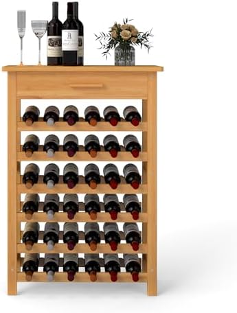 JSUN7 36 Bottle Bamboo Wine Rack - Space-Saving Display