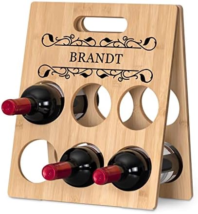Maverton Personalized Wine Rack - 6 Bottle Wooden Stand for Him