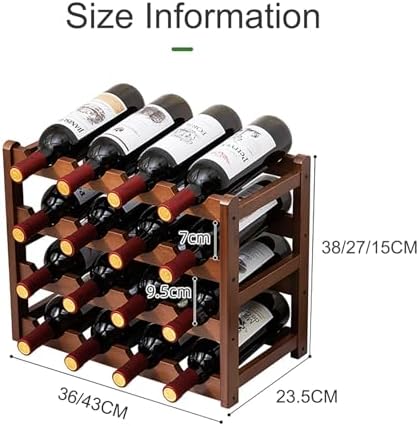 Comepa Bamboo Wine Rack 4-Tier 16-Bottle Storage