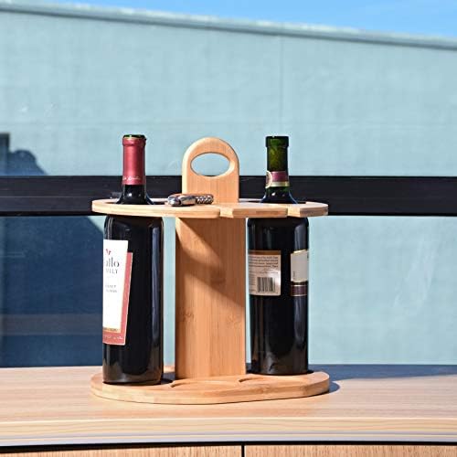 Tirrinia Bamboo Wine Rack 2 Bottles 4 Glasses