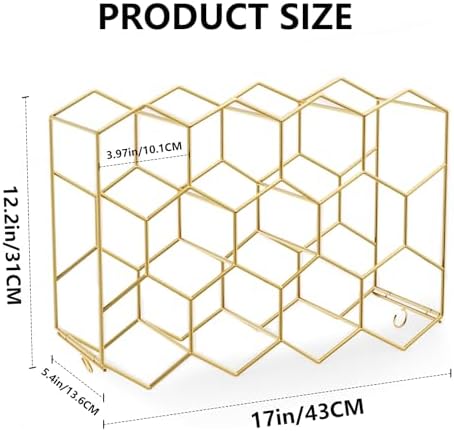 Urban Deco 14-Bottle Wine Rack - Gold Wire Inserts No Assembly Required
