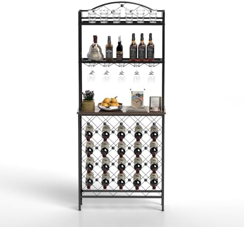 Industrial 3-Tier Wine Rack with Bar Table