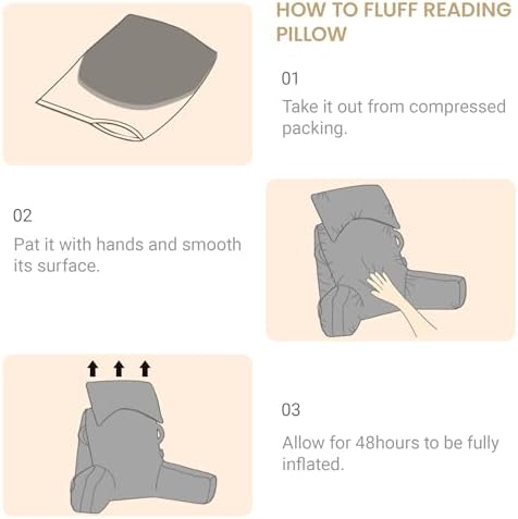 Unisakey Portable Reading Pillow with Headrest and Pockets