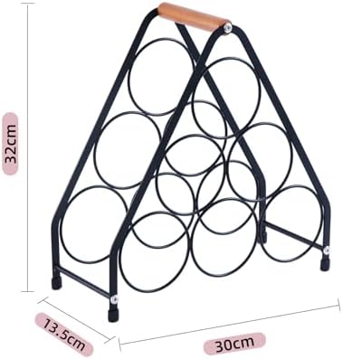 YimiBloss 6-Bottle Tabletop Wine Rack with Wooden Handle