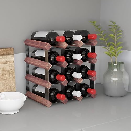 vidaXL Brown Wine Rack - 12 Bottle Storage