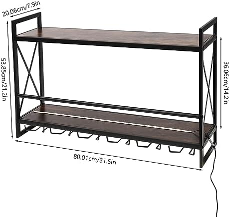 Gagalayong Wall Mounted Wine Rack with LED Light and 6 Glass Holders