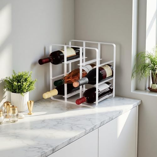 Buruis 9-Bottle Metal Wine Rack Freestanding No Assembly Required White